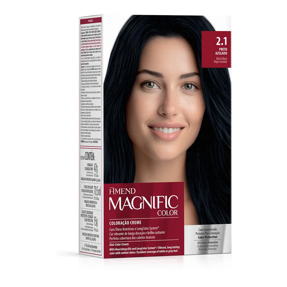 COLORAçãO TINTURA CAPILAR CREME 2.1 PRETO AZULADO AMEND