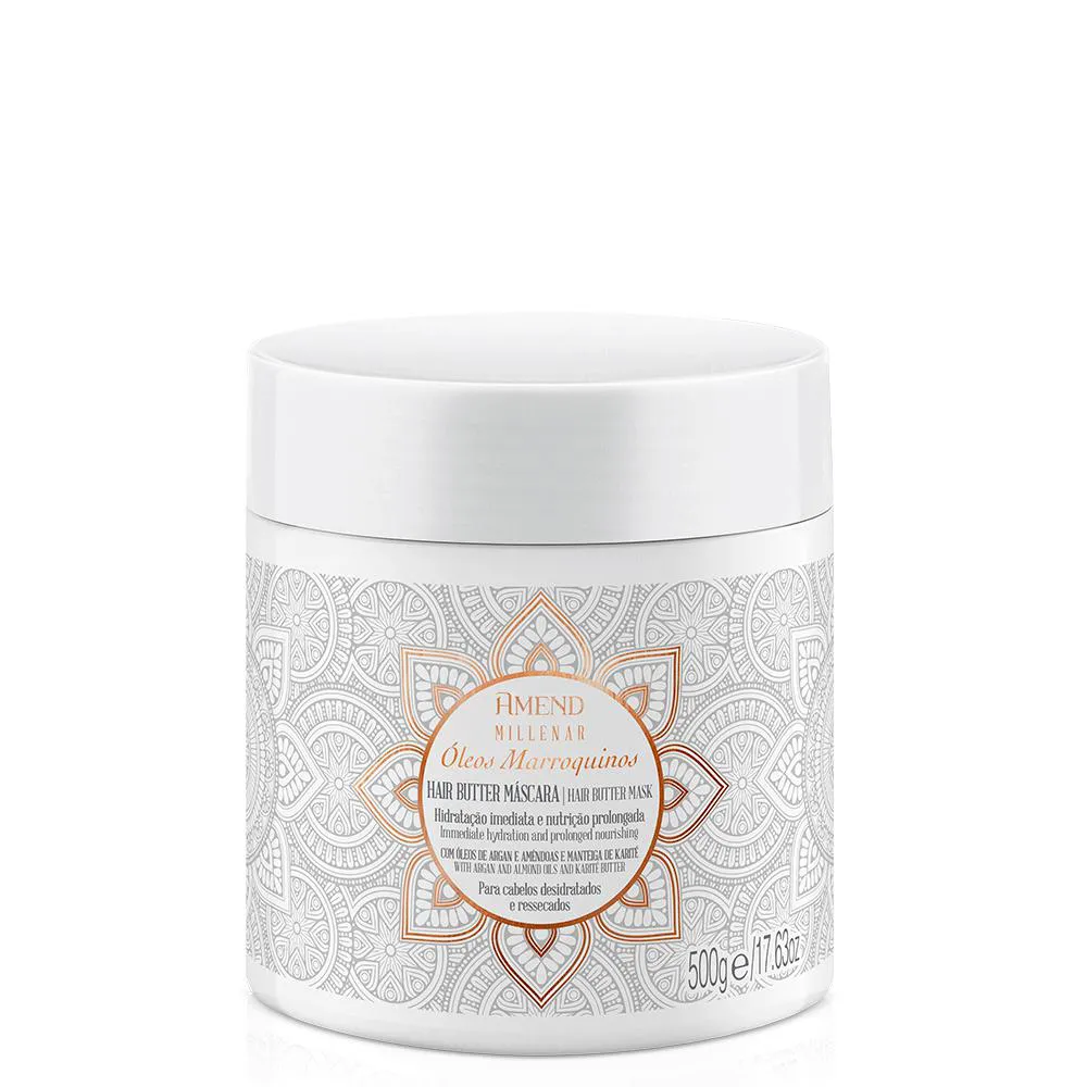 HAIR BUTTER MáSCARA AMEND MILENAR ÓLEOS MARROQUINOS 500G