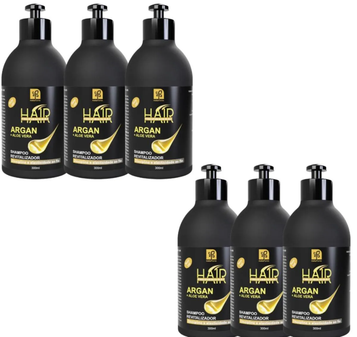 SHAMPOO HAIR PROFISSIONAL  ARGAN + ALOE VERA 300ML NATUFLORES KIT 6UN
