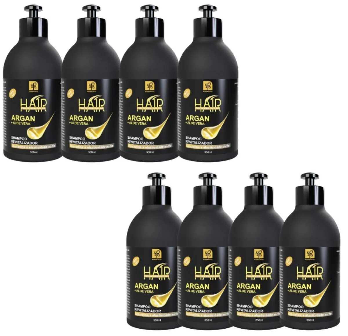 SHAMPOO HAIR PROFISSIONAL  ARGAN + ALOE VERA 300ML NATUFLORES KIT 8UN
