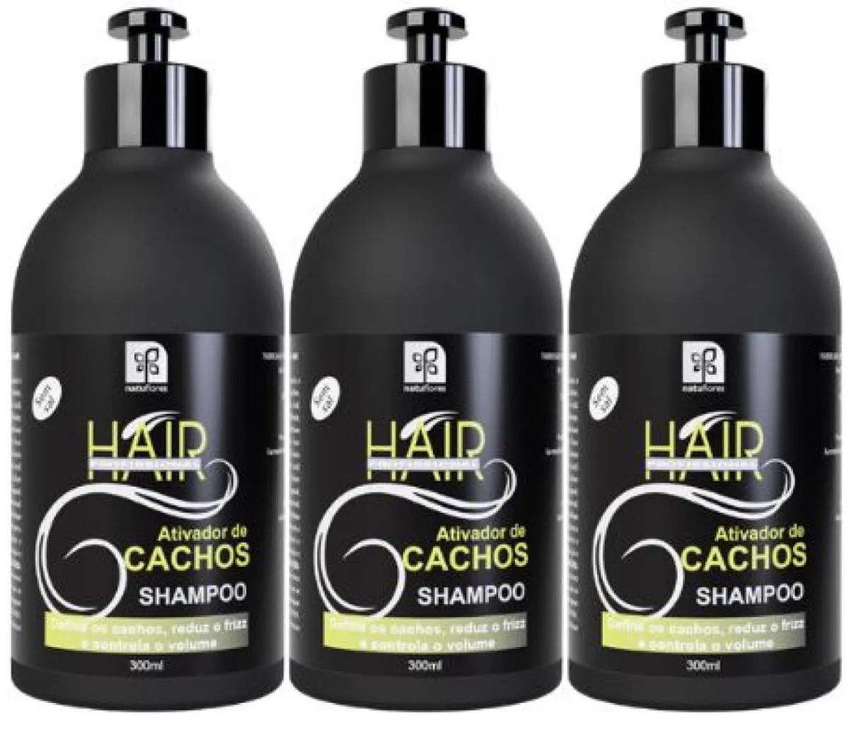 SHAMPOO HAIR PROFISSIONAL  ATIVADOR DE CACHOS 300ML NATUFLORES KIT 3UN