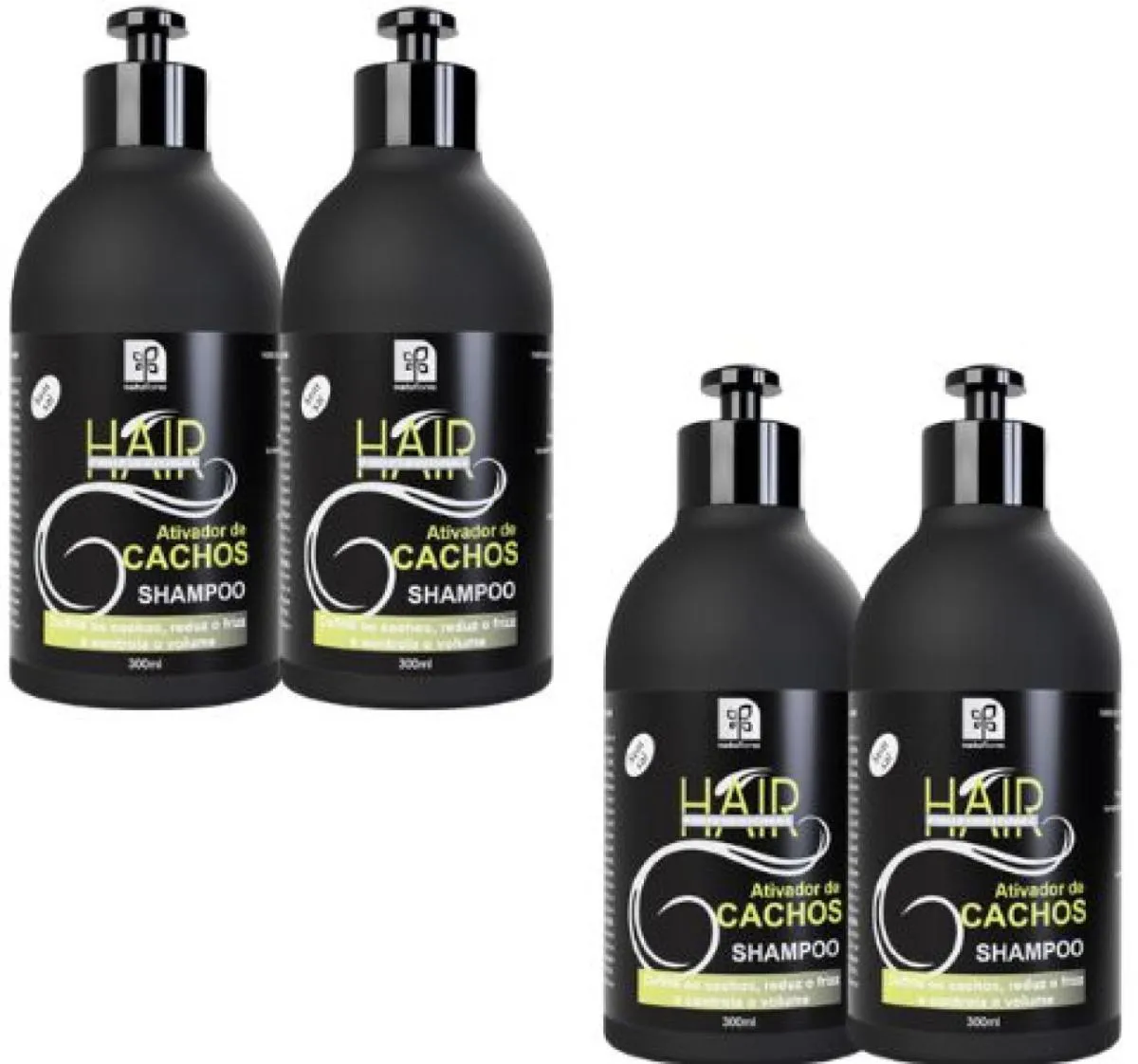 SHAMPOO HAIR PROFISSIONAL  ATIVADOR DE CACHOS 300ML NATUFLORES KIT 4UN