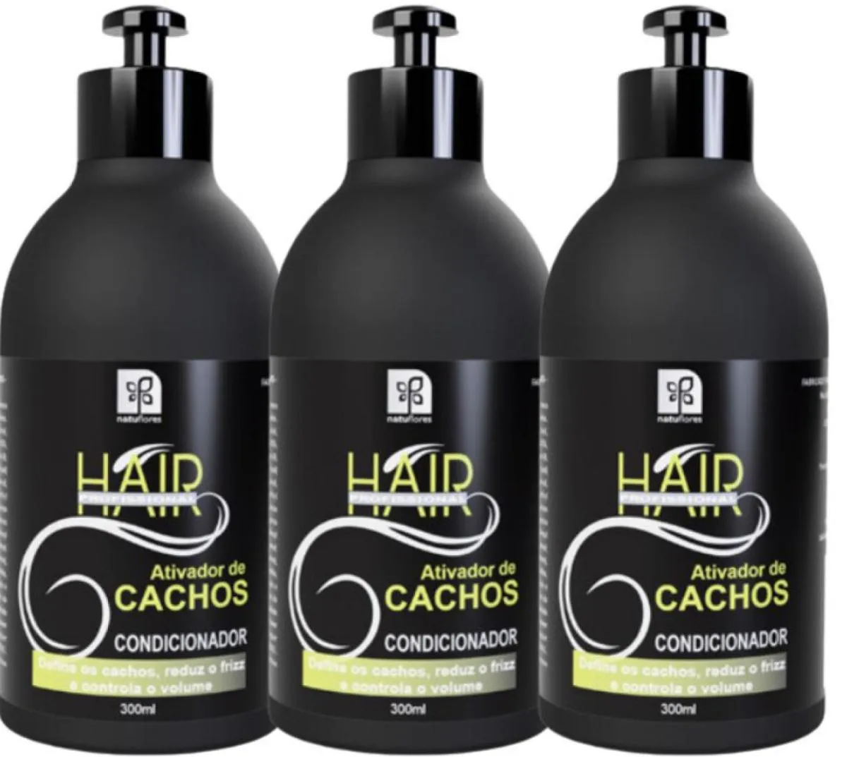 CONDICIONADOR HAIR PROFISSIONAL  ATIVADOR DE CACHOS 300ML NATUFLORES KIT 3UN