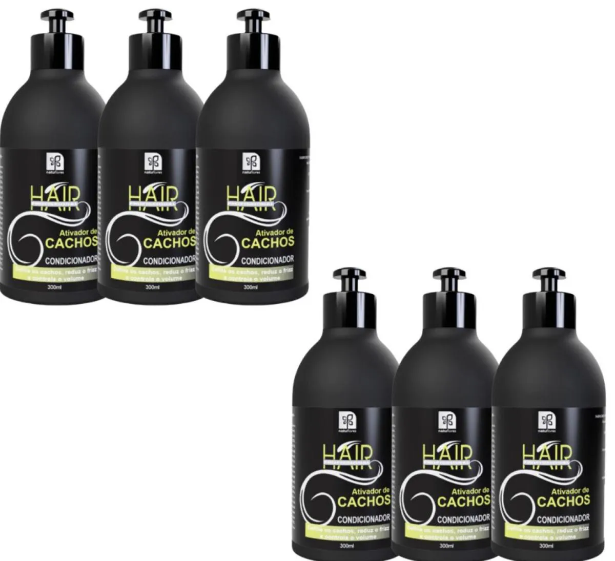 CONDICIONADOR HAIR PROFISSIONAL  ATIVADOR DE CACHOS 300ML NATUFLORES KIT 6UN