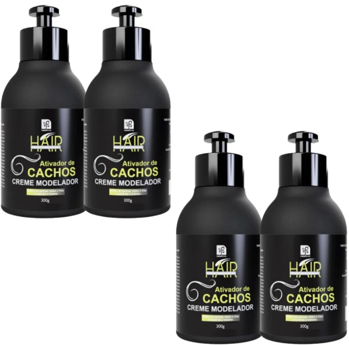 ]CREME MODELADOR HAIR PROFISSIONAL  ATIVADOR DE CACHOS 300ML NATUFLORES KIT 4UN