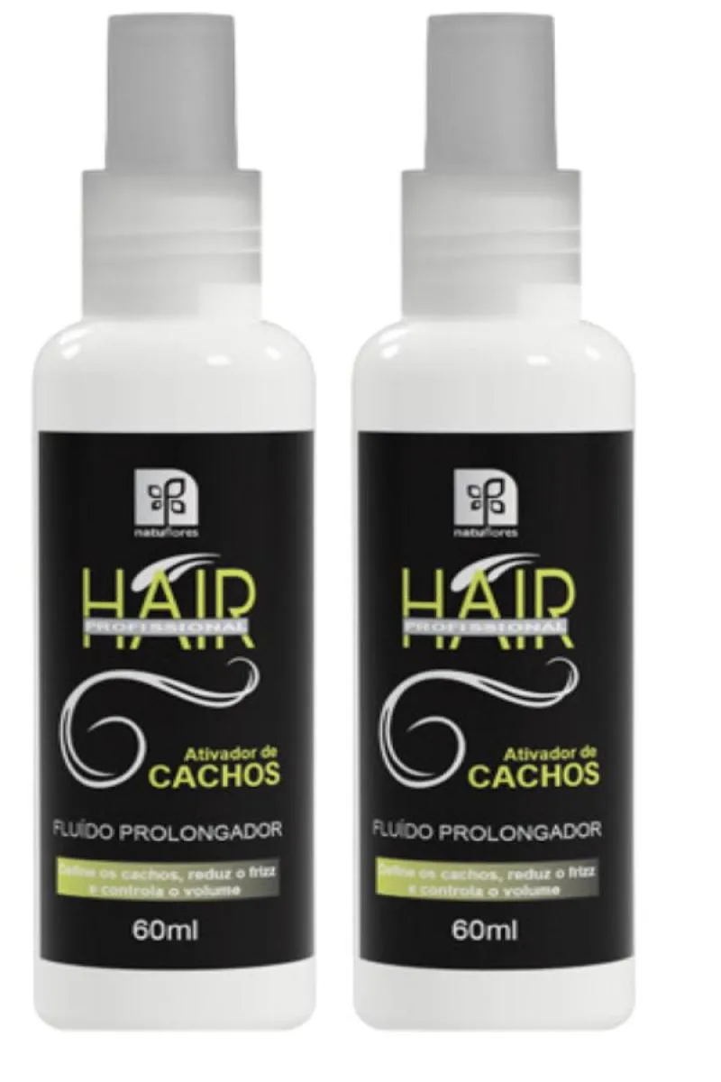 FINALIZADOR FLUIDO PROLONGADOR HAIR PROFISSIONAL  ATIVADOR DE CACHOS 60ML NATUFLORES KIT 2UN