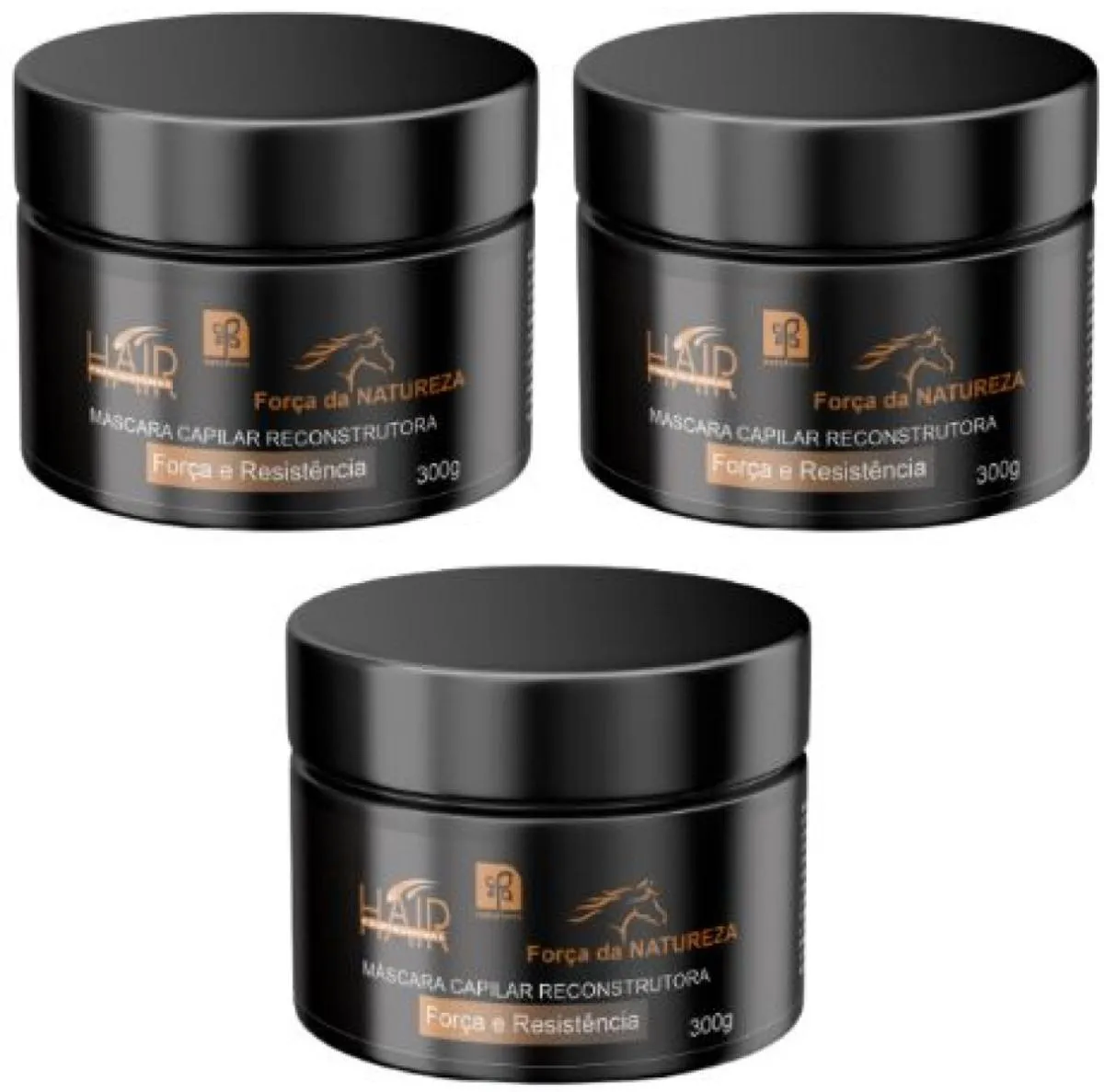 MASCARA CAPILAR  RECONSTRUTORA  FORÇA DA NATUREZA 300GR NATUFLORES KIT 3UN