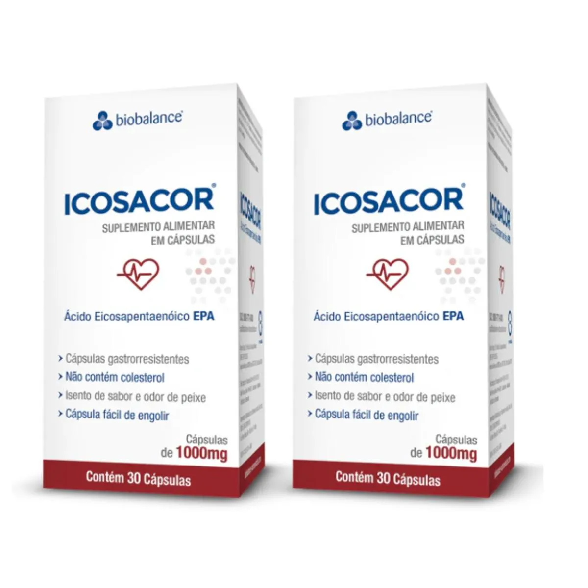 KIT 2 ICOSACOR ALTO TEOR EPA 1G 30 CáPS BIOBALANCE SEM Sabor