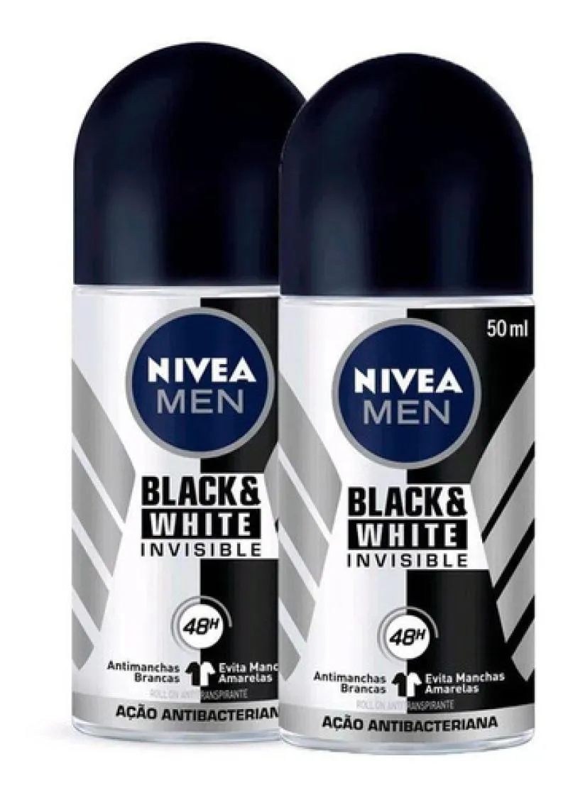 KIT 2 DESODORANTES ROLL ON MEN INVISIBLE BLACK & WHITE-50ML
