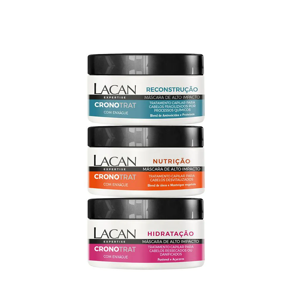 KIT LACAN CRONOGRAMA CAPILAR COMPLETO (3 PRODUTOS)