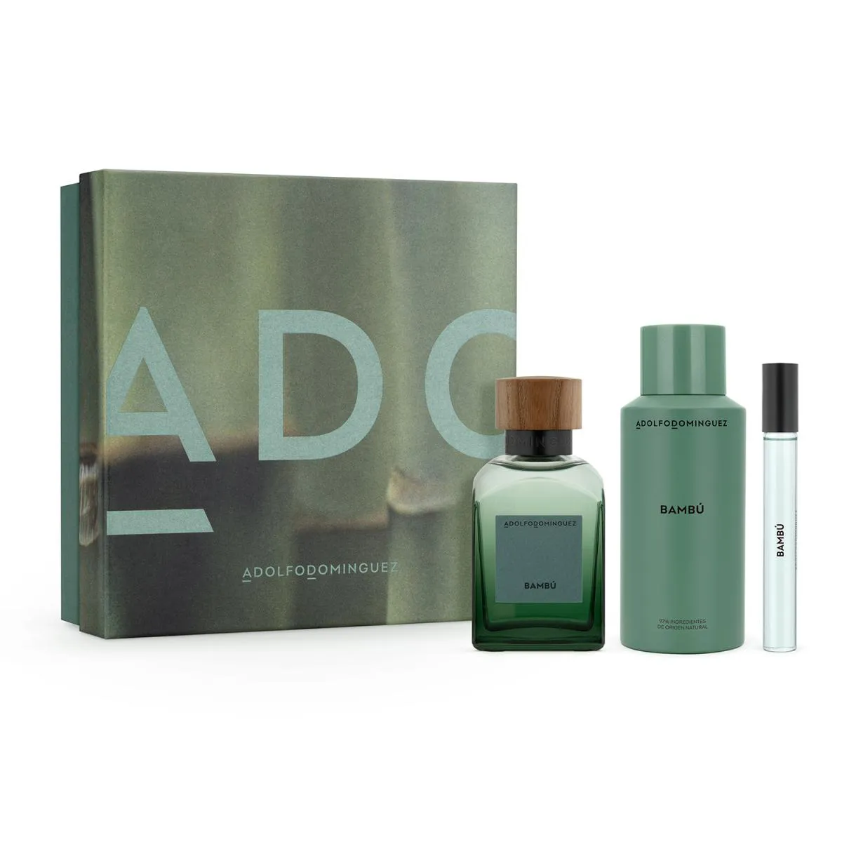 KIT ADOLFO DOMINGUEZ BAMBú EDP 120ML + DESODORANTE + TS 10ML