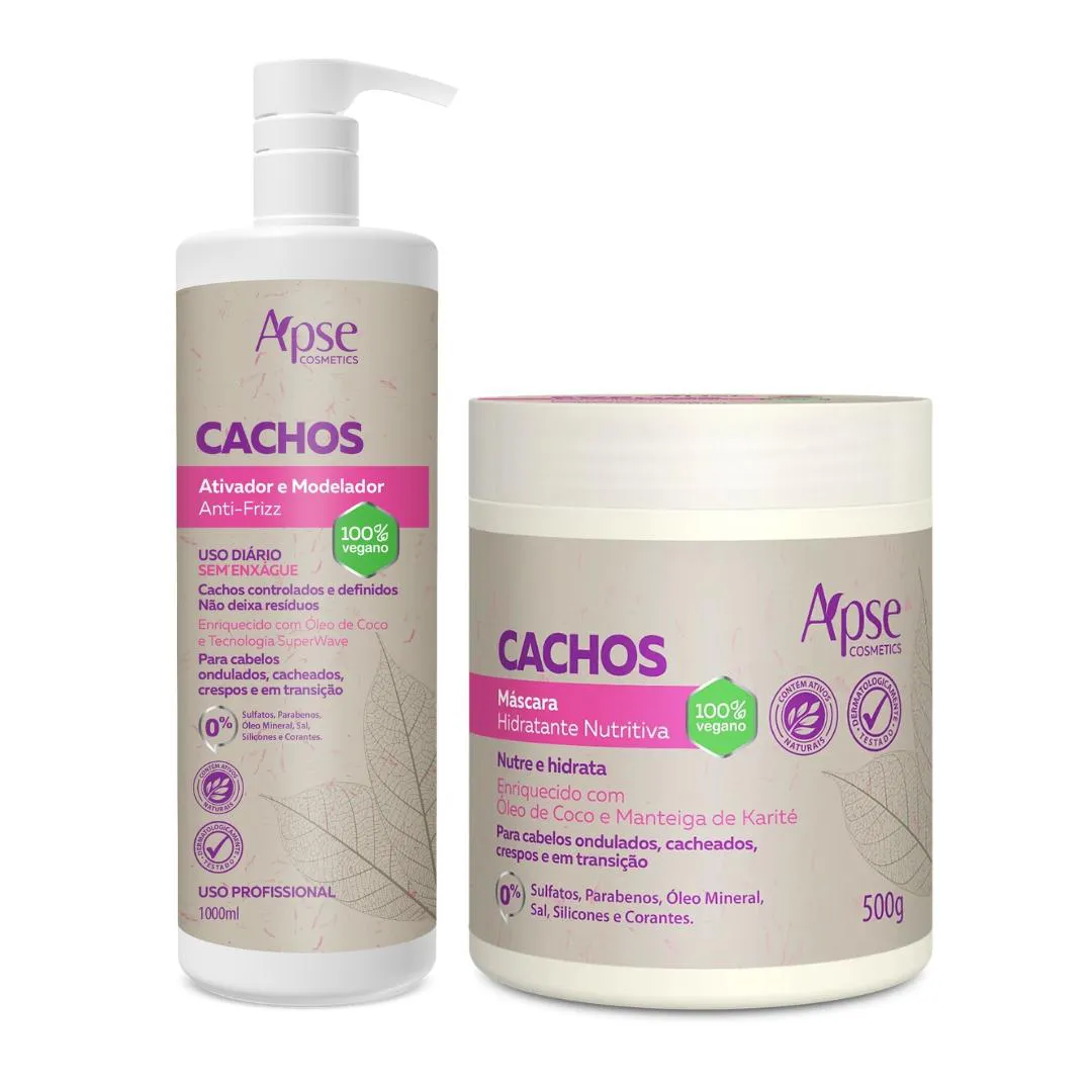 KIT APSE CACHOS ATIVADOR 1L + MáSCARA NUTRITIVA 500G