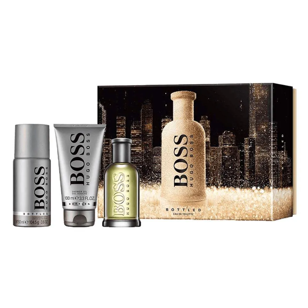 KIT BOSS BOTTLED + GEL DE BANHO + DESODORANTE EAU DE TOILETTE MASCULINO-100 ML