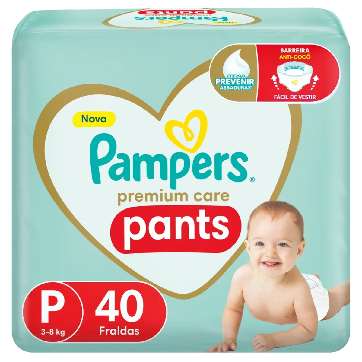 Fralda Calça Pampers Premium Care Pants P 40 unidades