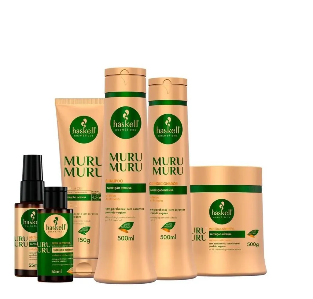 KIT HASKELL MURUMURU SH COND MáSCARA 500ML 6 ITENS COMPLETO
