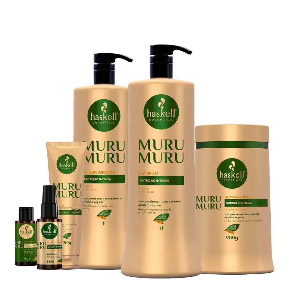 KIT HASKELL MURUMURU SH COND MáSCARA 1 LITRO 6 ITENS COMPLETO