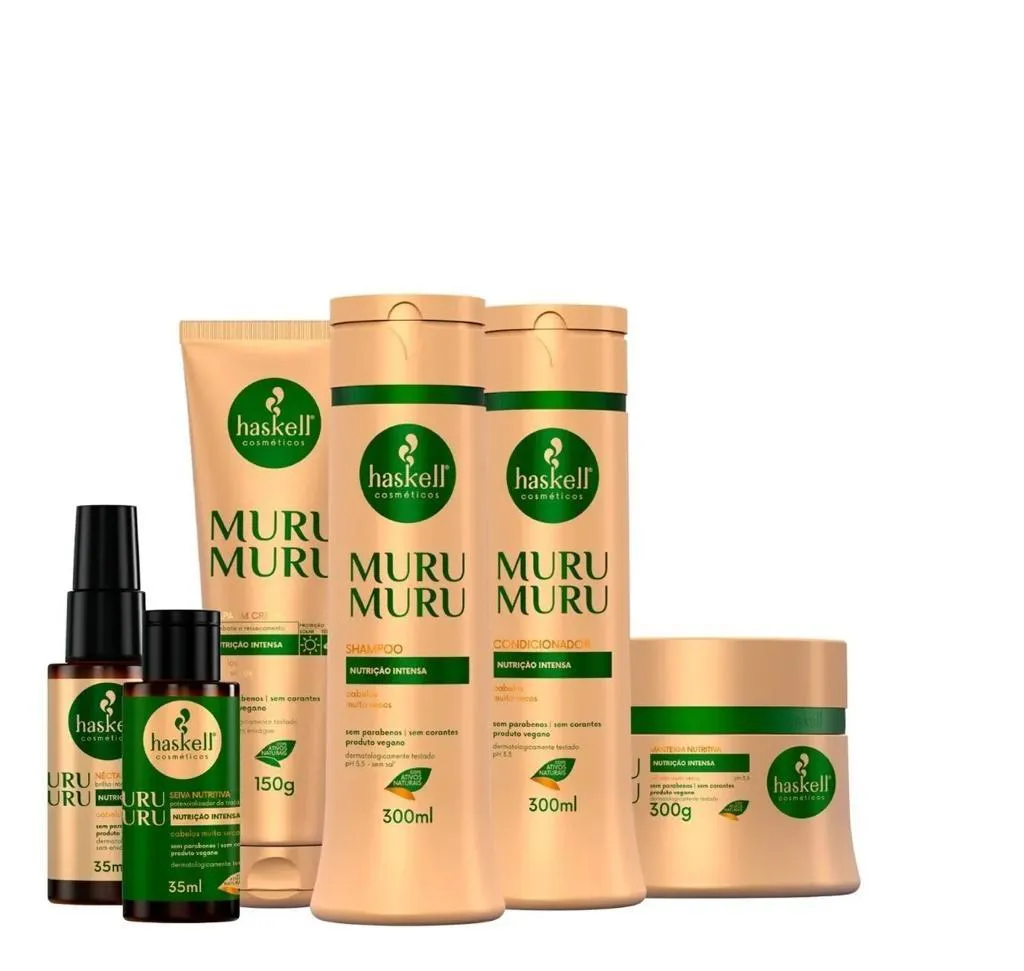 KIT HASKELL MURUMURU SH COND MáSCARA 300ML 6 ITENS COMPLETO