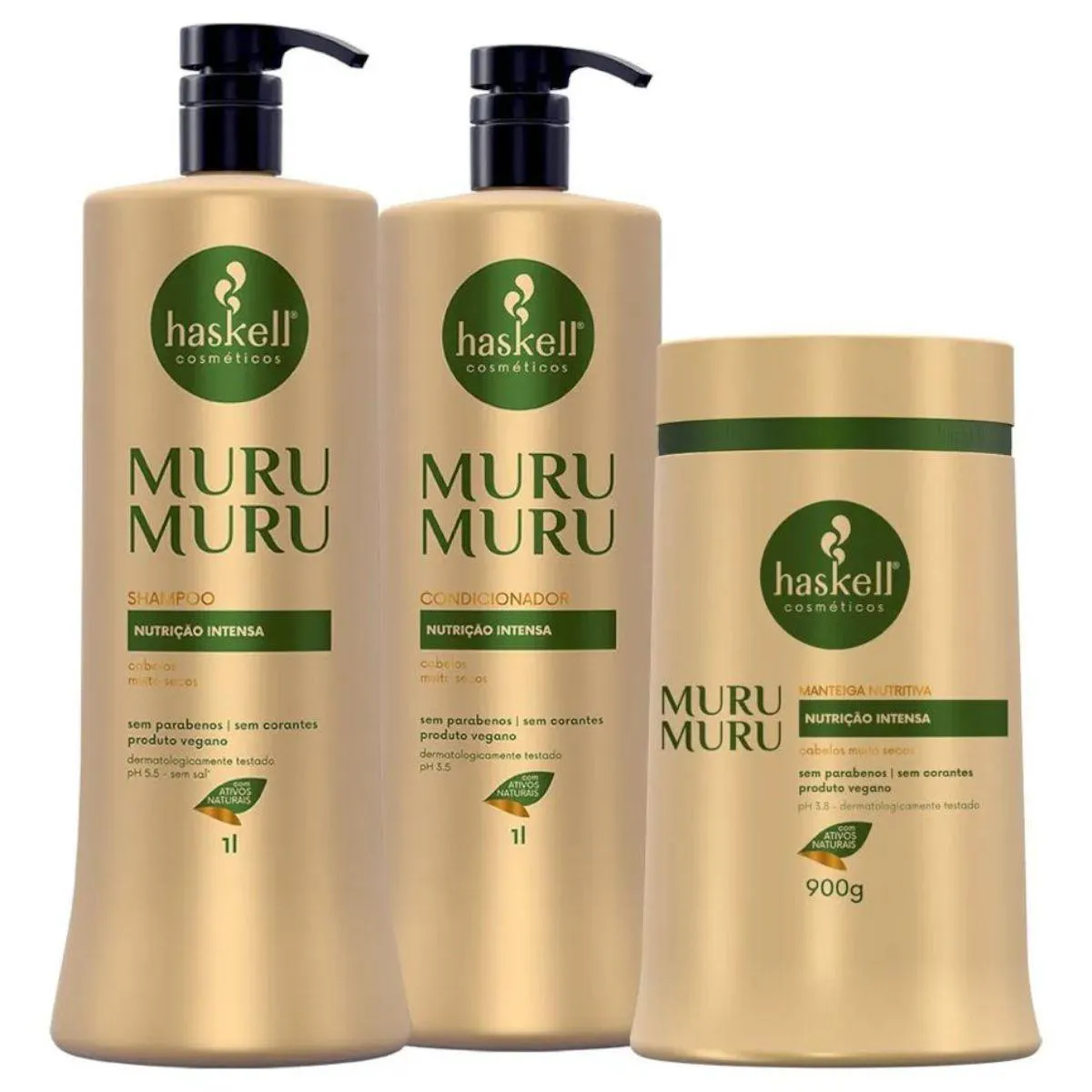 KIT HASKELL MURUMURU SHAMPOO 1 LITRO 1 CONDICIONADOR 1 LITRO  1 MASCARA 900ML