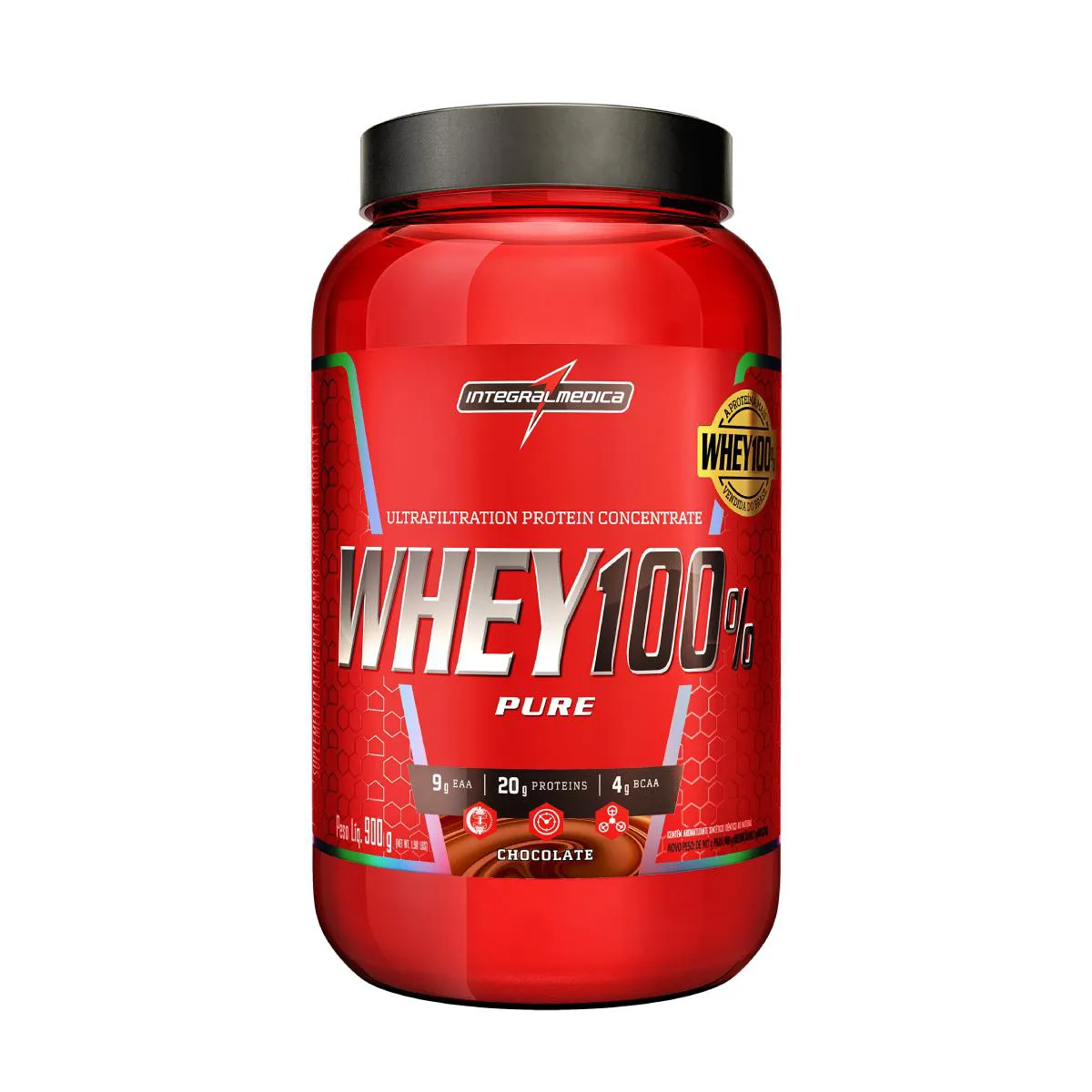 Whey Protein 100% Pure Concentrado Integralmedica Chocolate 900g 