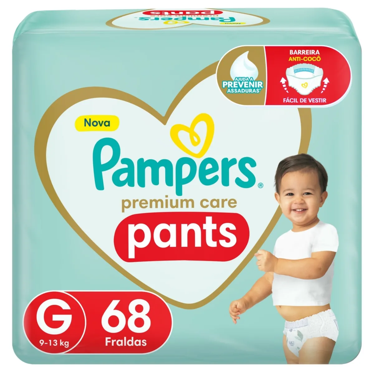 Fralda Calça Pampers Premium Care Pants G 68 unidades