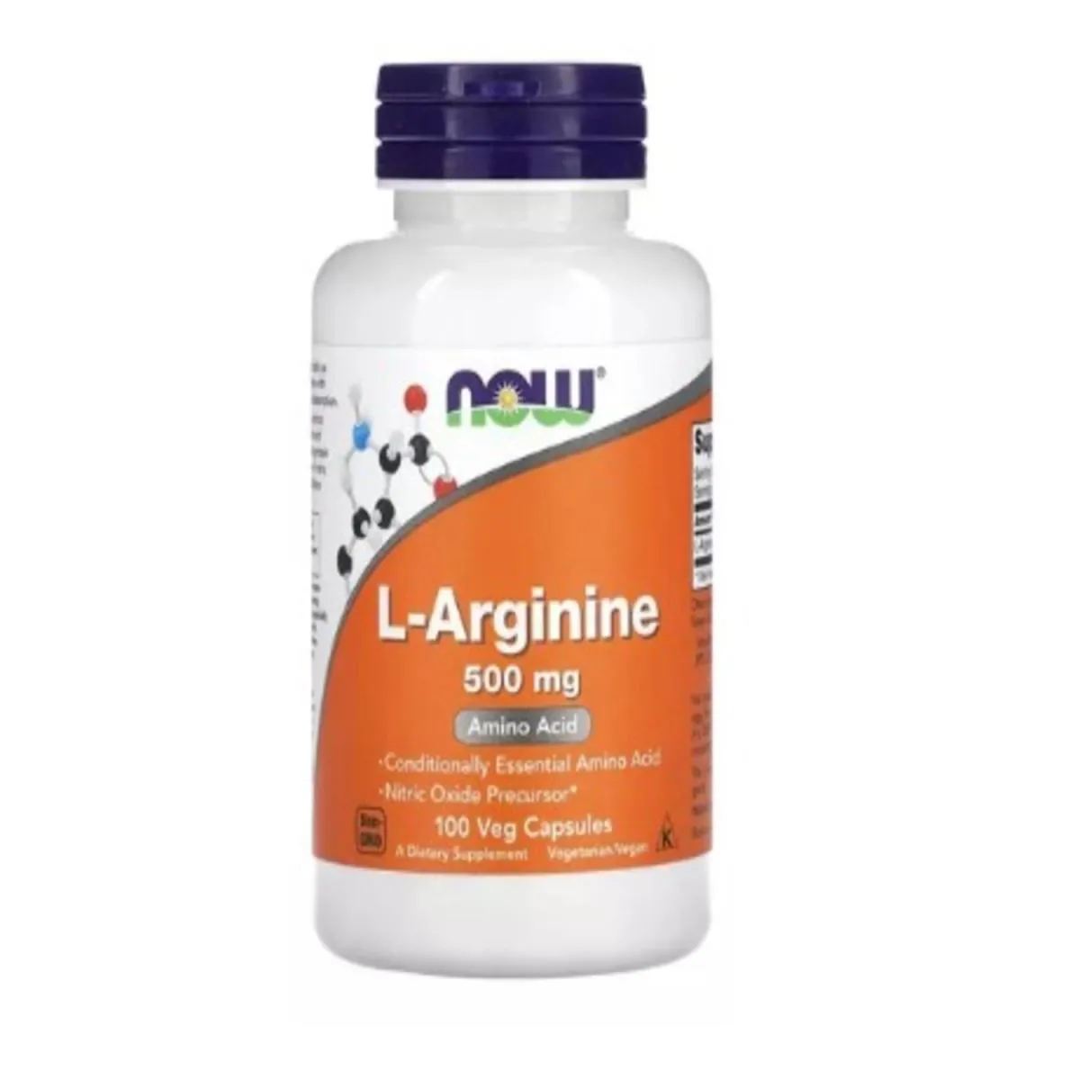 L ARGININA NOW FOODS 500MG - 100 CAPSULAS VEGANAS IMPORTADO