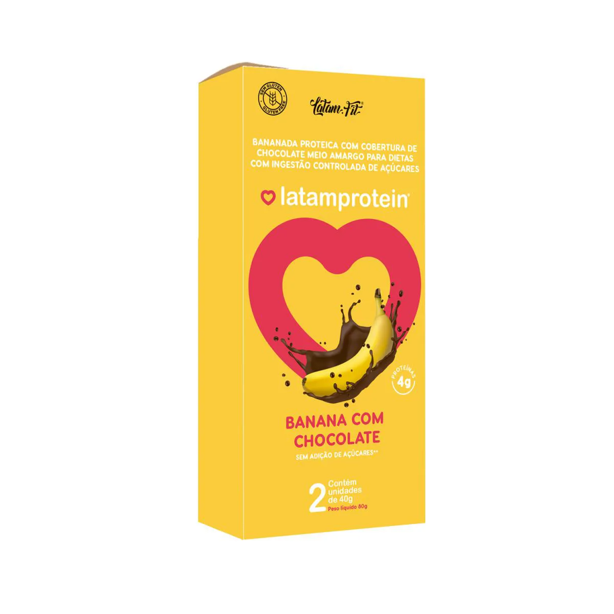 BANANA COM CHOCOLATE + PROTEíNA  - 80G - (2 UNI. DE 40G CADA) - LATAM PROTEIN
