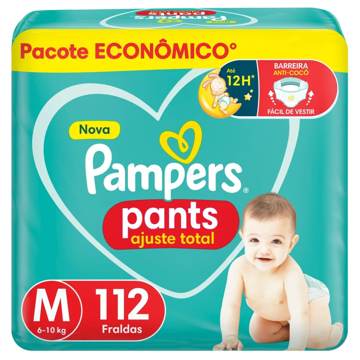 Fralda Calça Pampers Pants Ajuste Total M 112 unidades