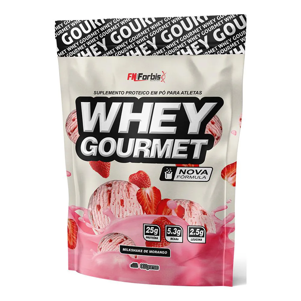 WHEY PROTEIN GOURMET 907G REFIL - FN FORBIS 907 G Milkshake DE Morango