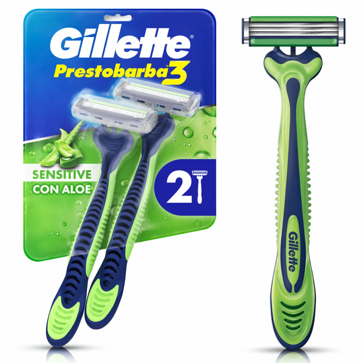 Aparelho de Barbear Gillette Prestobarba3 Sensitive Aloe Vera 2 unidades