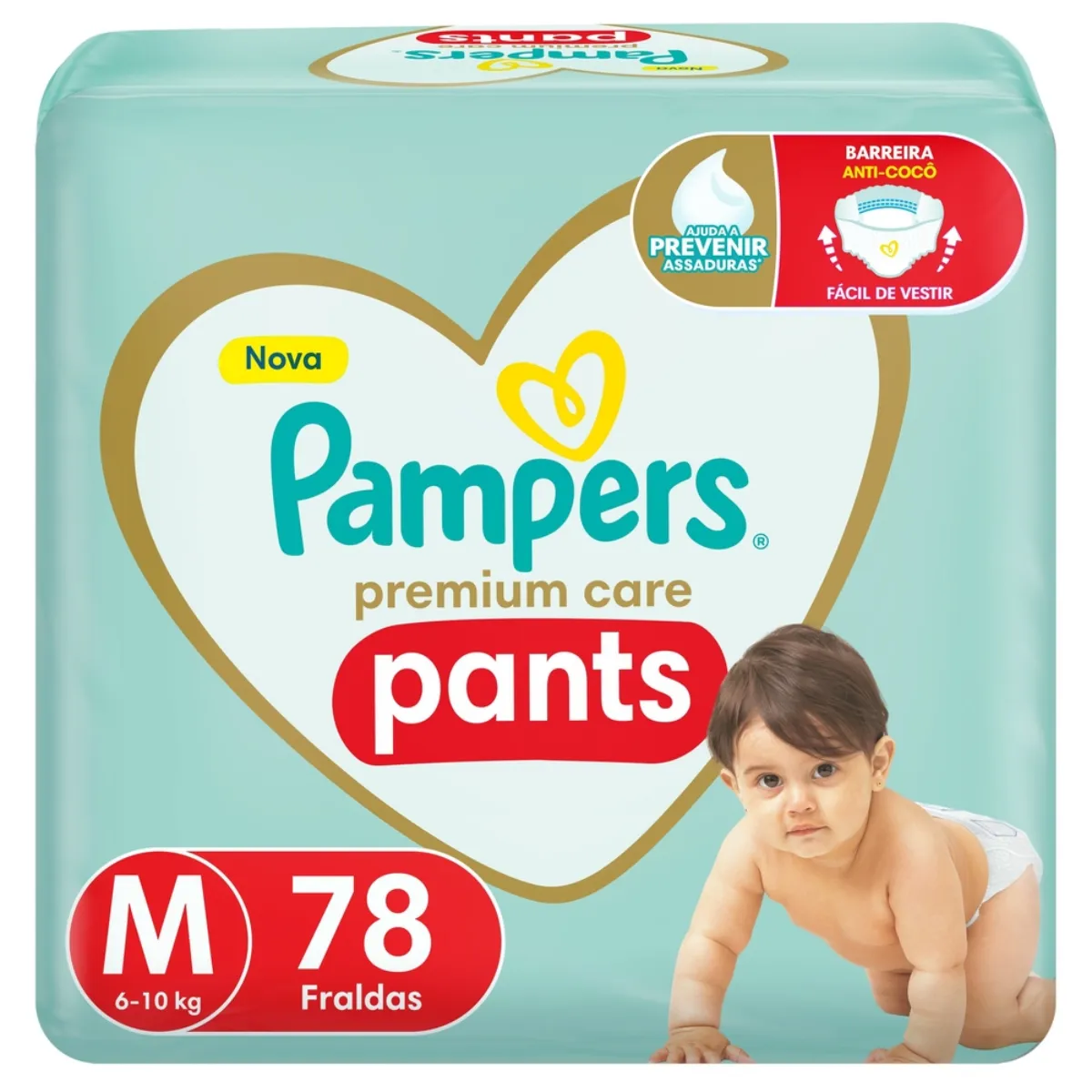 Fralda Calça Pampers Premium Care Pants M 78 unidades