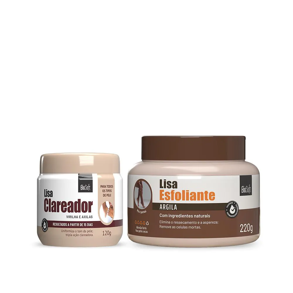 KIT CREME LISA CLAREADOR + ESFOLIANTE ARGILA