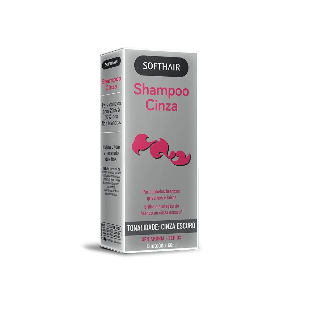 SHAMPOO CINZA ESCURO 20% á 50% SOFT HAIR 60ML