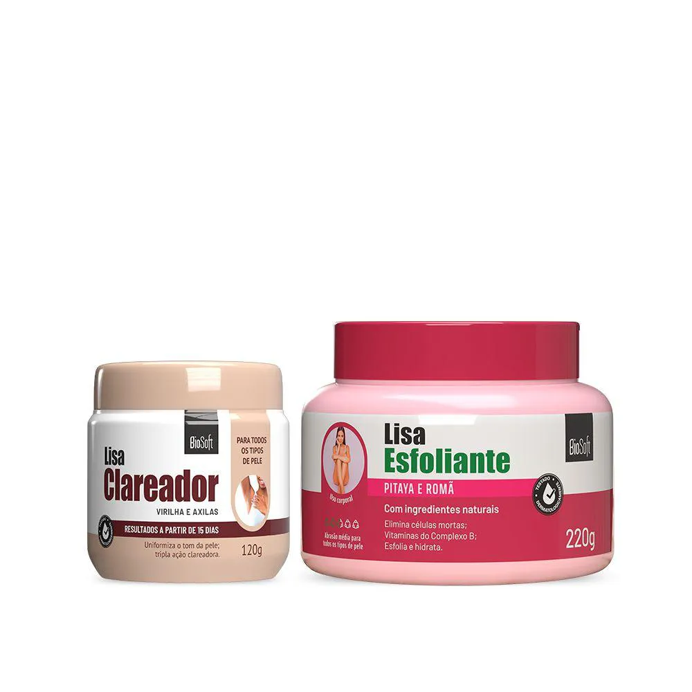 KIT CREME LISA CLAREADOR + ESFOLIANTE PITAYA E ROMã