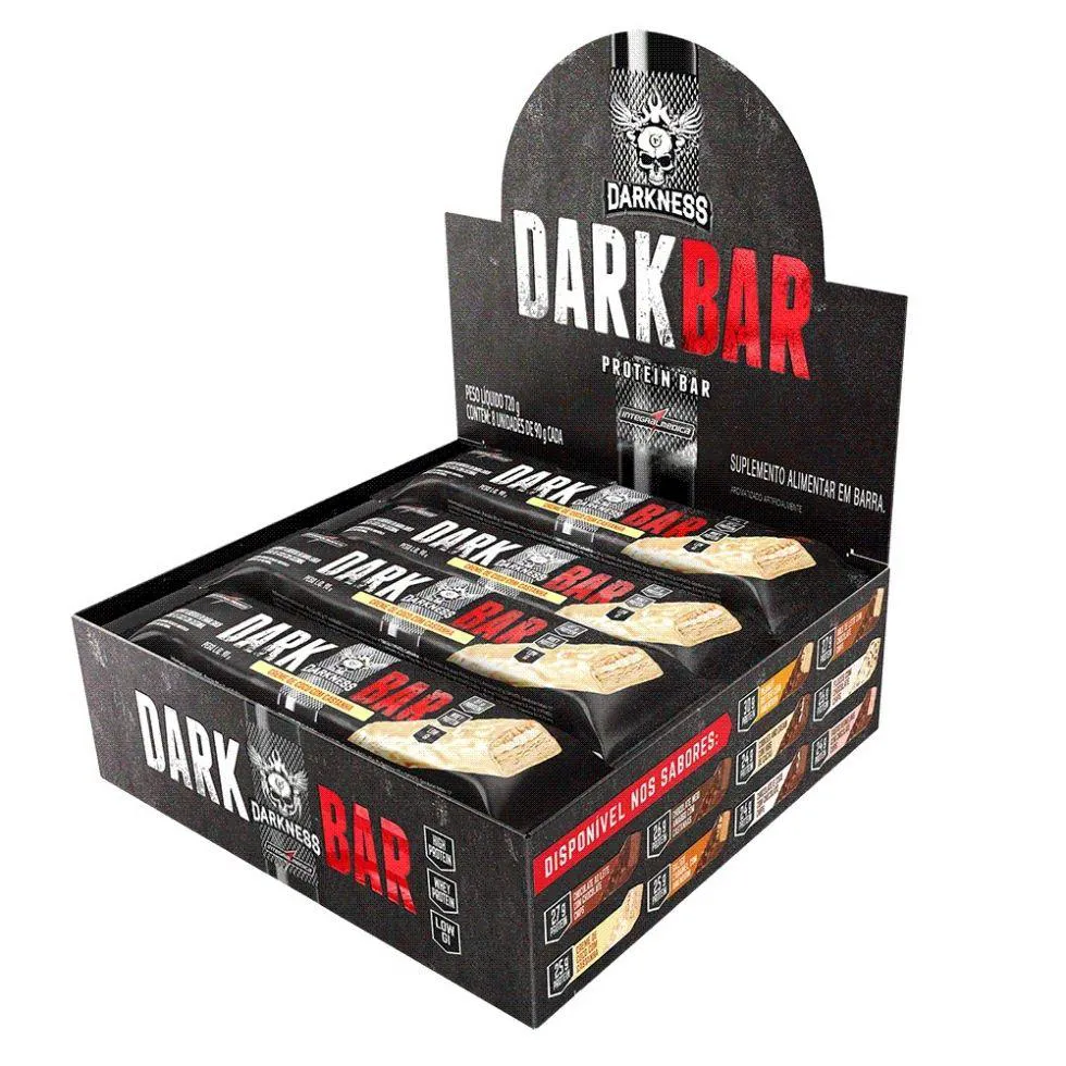 DARK BAR CAIXA 8 UNIDADES (720G) - SABOR: CREME DE COCO C/ CASTANHA