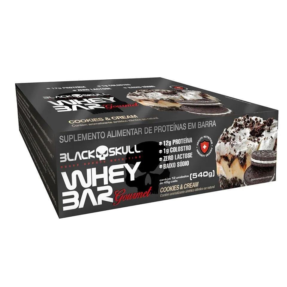 WHEY BAR GOURMET (CAIXA 12 UNID. 45G) - SABOR: COOKIES E CREAM