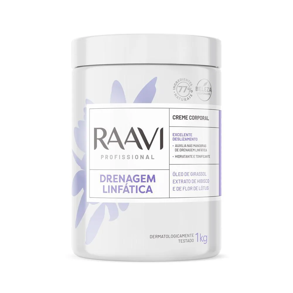 RAAVI DRENAGEM LINFáTICA CREME CORPORAL 1000G