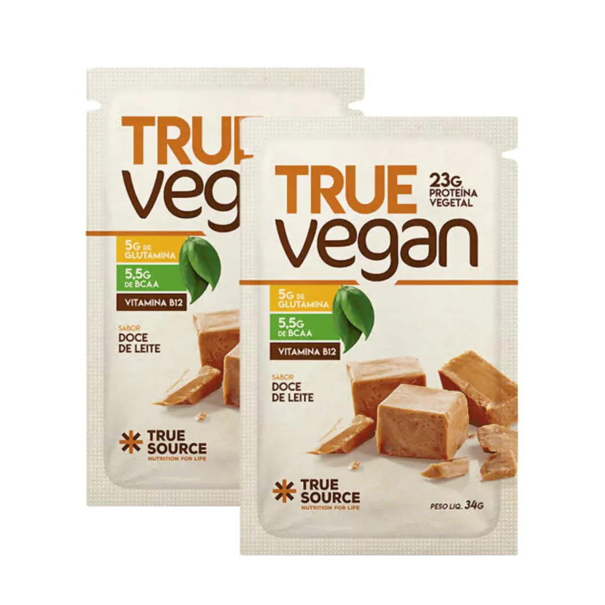 2X SACHê TRUE VEGAN PROTEíNA VEGANA DOCE DE LEITE TRUE SOURCE 34G