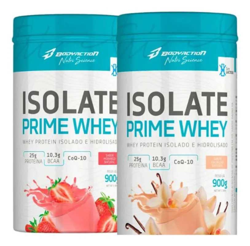 KIT 2 WHEY PRIME HIDROLISADO ISOLADO 900G BODYACTION