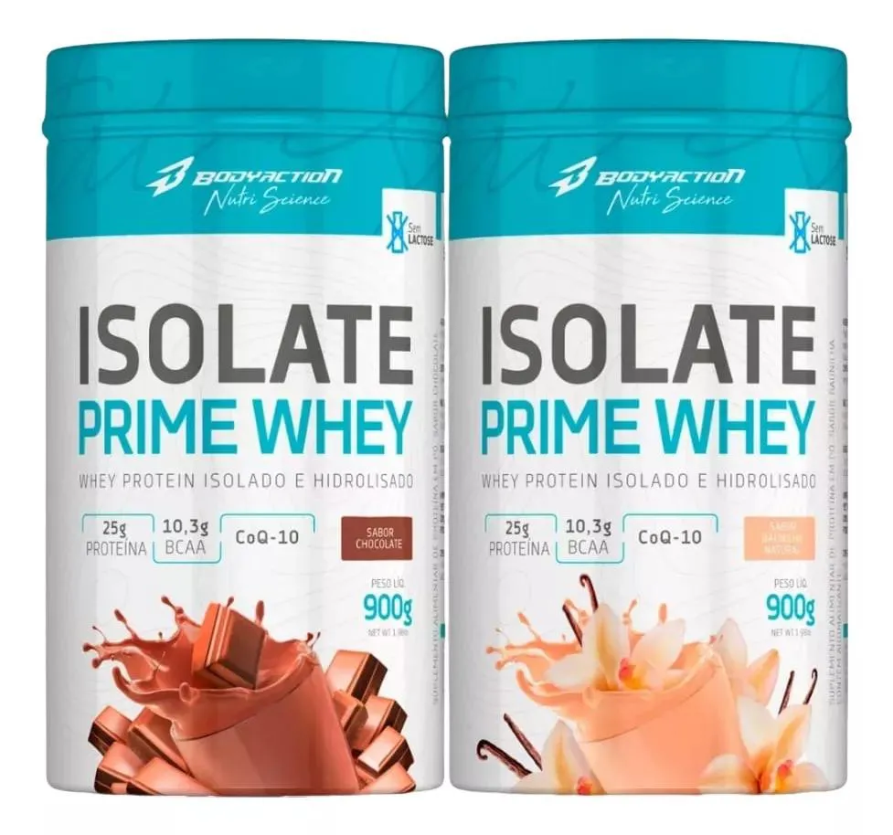 KIT 2 WHEY PRIME HIDROLISADO ISOLADO 900G BODYACTION