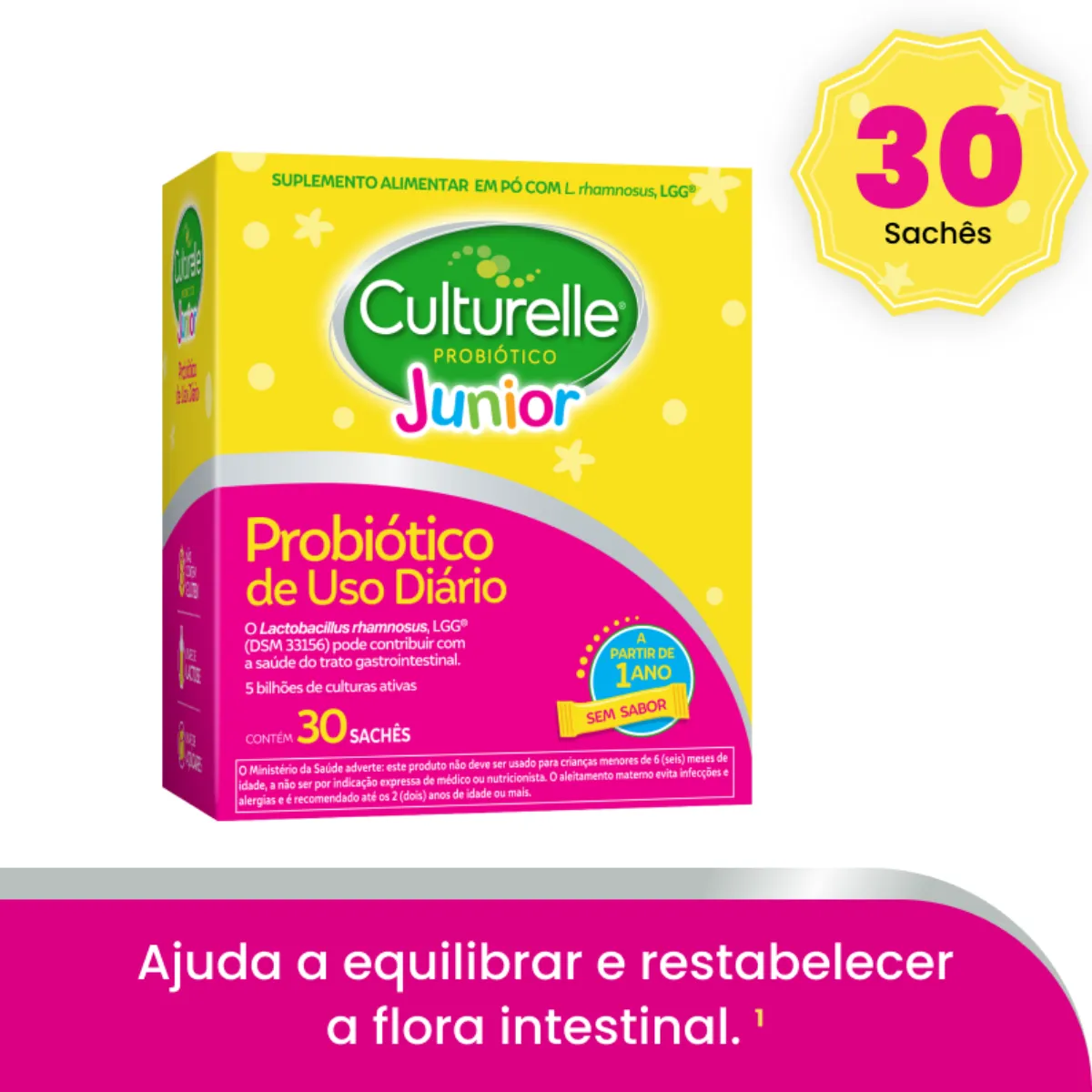 Probiótico Culturelle Junior Sem Açúcar com 30 sachês