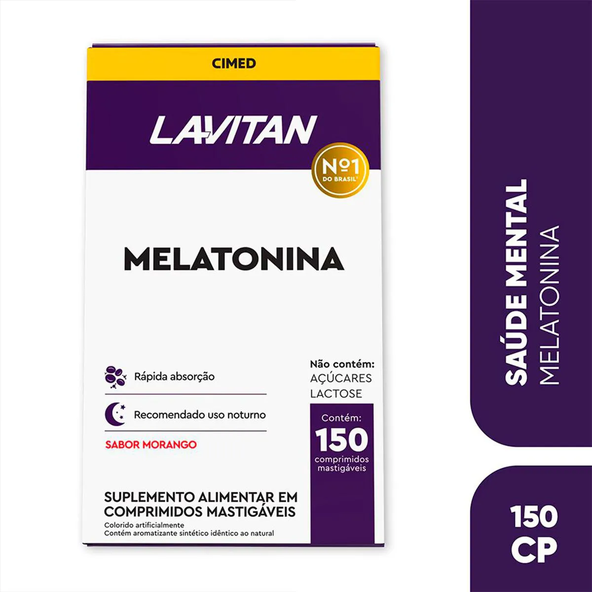 Suplemento Alimentar Lavitan Melatonina Morango com 150 Comprimidos