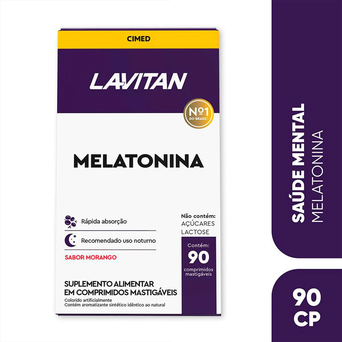 Suplemento Alimentar Lavitan Melatonina Morango com 90 Comprimidos