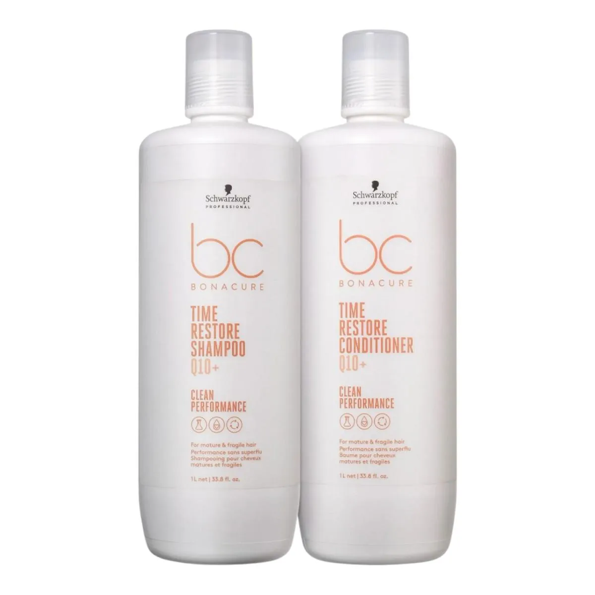 KIT SCHWARZKOPF BC CLEAN PERFORMANCE TIME RESTORE Q10 - SHAMPOO 1L + CONDICIONADOR 1L