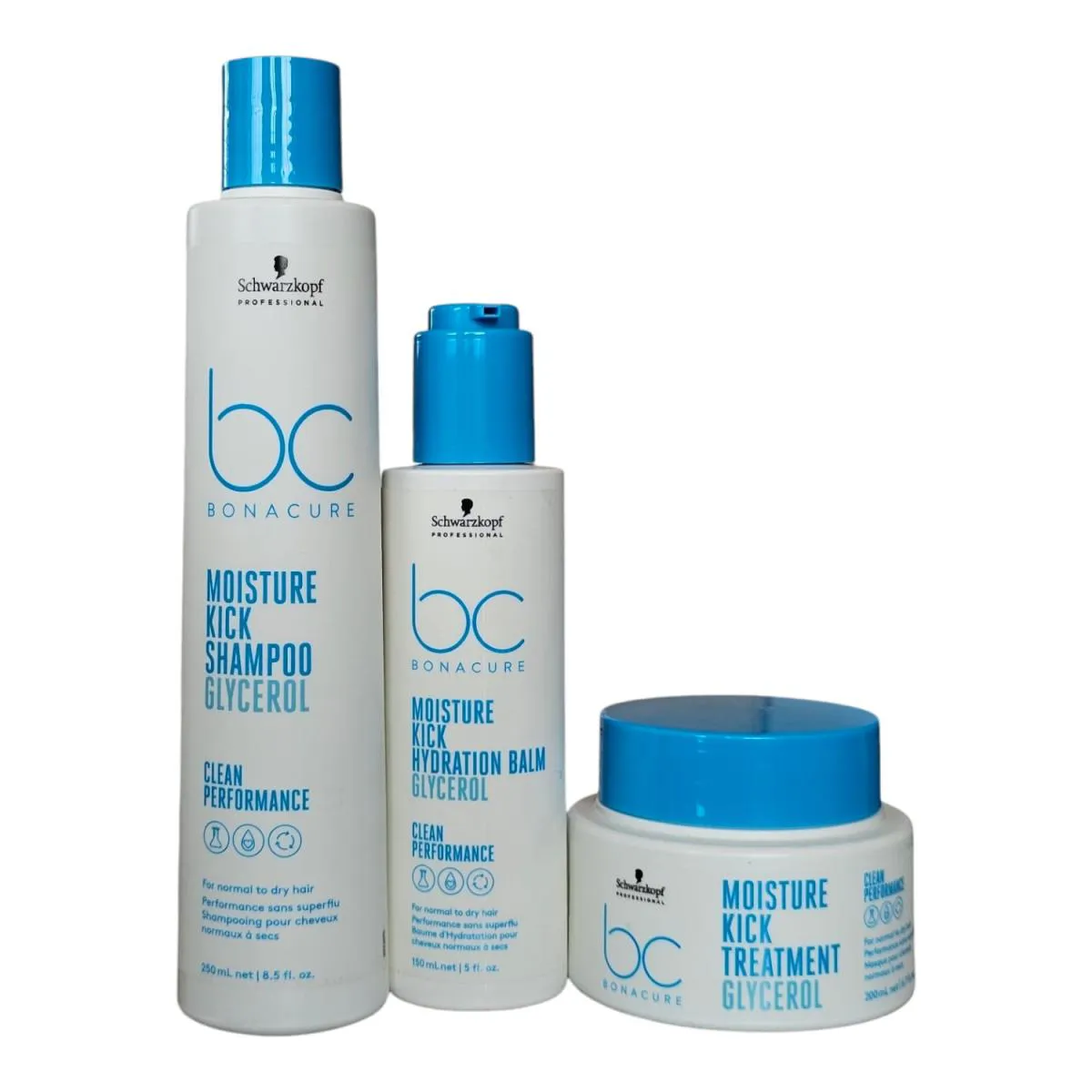 KIT SCHWARZKOPF BC CLEAN PERFORMANCE MOISTURE KICK - SHAMPOO 250ML + MáSCARA 200ML +  HYDRATION BALM 150ML