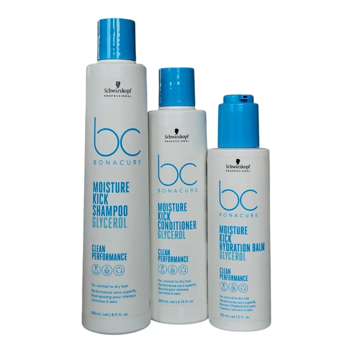 KIT SCHWARZKOPF BC CLEAN PERFORMANCE MOISTURE KICK SHAMPOO 250ML + CONDICIONADOR 200ML + HYDRATION BALM 150ML