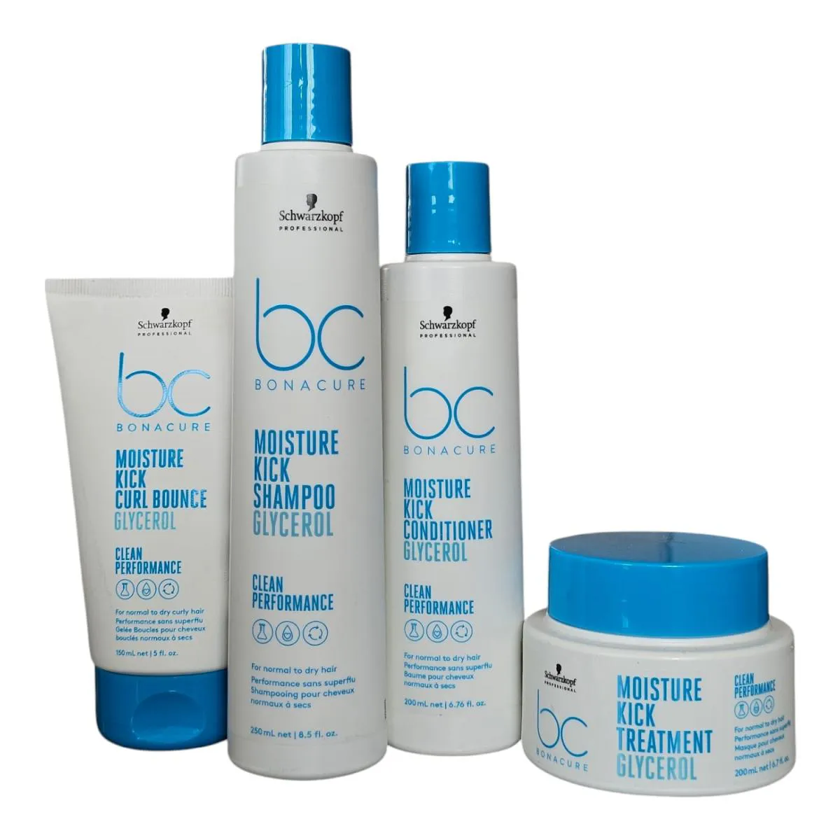 KIT SCHWARZKOPF BC CLEAN PERFORMANCE MOISTURE KICK SHAMPOO 250ML +CONDICIONADOR 200ML +MáSCARA 200ML +CURL BOUNCE 150ML