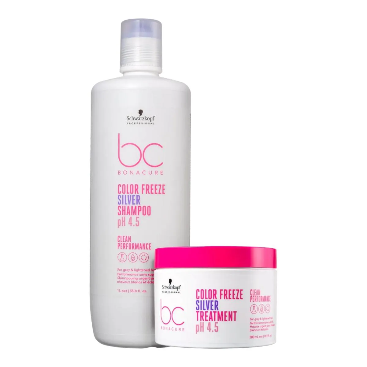 KIT BC BONACURE SCHWARZKOPF COLOR FREEZE SILVER - SHAMPOO 1L + MáSCARA 500ML