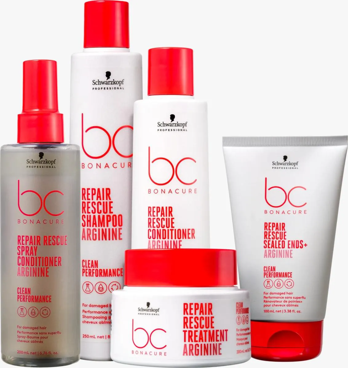 KIT BC BONACURE SCHWARZKOPF REPAIR RESCUE: A SOLUçãO COMPLETA PARA CABELOS DANIFICADOS (5 PRODUTOS PEQUENOS)
