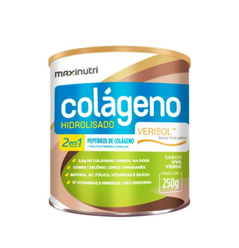 COLáGENO HIDROLISADO 2 EM 1 VERISOL (250G) - SABOR: UVA VERDE