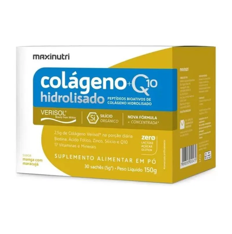 COLáGENO HIDROLISADO 2 EM 1 VERISOL + Q10 (30 SACHêS DE 5G) - SABOR: MANGA C/ MARACUJá